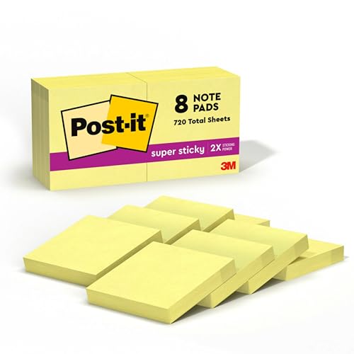 Post It Post-it® Mini Super Sticky Notes 1 7/8 in x 1 7/8 in Canary Yellow 8 Pads/Pack 90 SheetsPad - Image 1