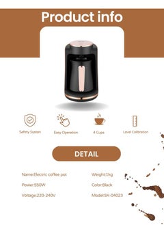 sokany Turkish Coffee Maker,4 Cups 250ml 550W Electric Coffee Pot,Coffee Making Machine,SK-04023  - Image 5