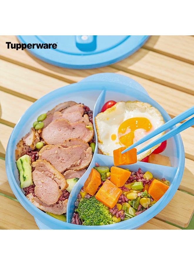 Tupperware طقم صندوق غداء ميكروويف من توبراوير للطلاب وموظفي المكاتب 3 قطع 1 لتر + ملعقة + كوب ماء كريمي أصفر - Image 2