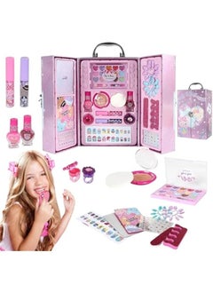 DURKU Washable Kids Makeup Kit with Lipsticks Brushes Mirror  Pretend Play Cosmetics Set for Girls  - Image 1