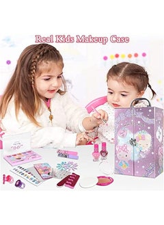 DURKU Washable Kids Makeup Kit with Lipsticks Brushes Mirror  Pretend Play Cosmetics Set for Girls  - Image 2