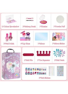 DURKU Washable Kids Makeup Kit with Lipsticks Brushes Mirror  Pretend Play Cosmetics Set for Girls  - Image 3