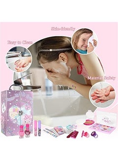 DURKU Washable Kids Makeup Kit with Lipsticks Brushes Mirror  Pretend Play Cosmetics Set for Girls  - Image 5