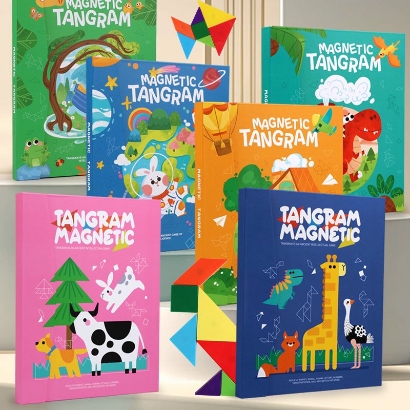 Magnetic Tangram Puzzle Children'S Puzzle Primary School First Grade Colorful Puzzle Christmas Early Education Educational Wooden Toy - Image 4