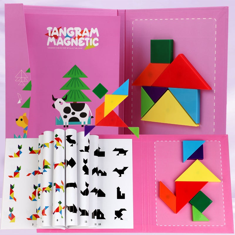 Magnetic Tangram Puzzle Children'S Puzzle Primary School First Grade Colorful Puzzle Christmas Early Education Educational Wooden Toy - Image 3