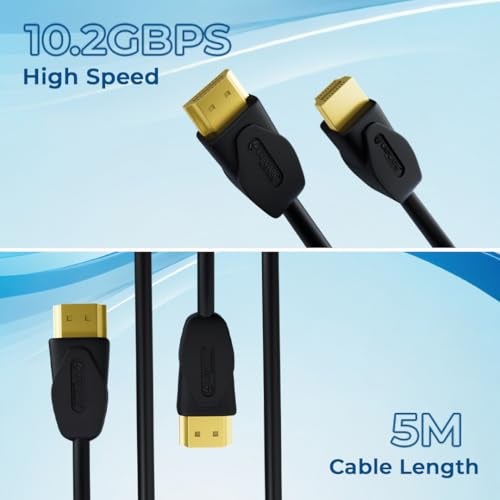 LAPCARE 5 Meter HDMI Male to HDMI Male Cable TV Lead 1.4V High Speed Ethernet 3D Full HD 1080p HDMI Cable (Black For Computer, Laptop, Tablet) - Image 4