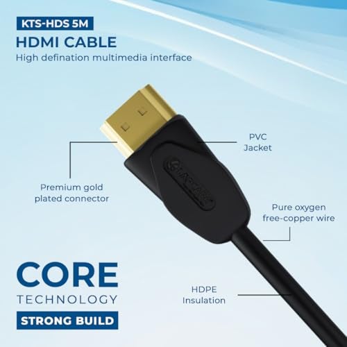 LAPCARE 5 Meter HDMI Male to HDMI Male Cable TV Lead 1.4V High Speed Ethernet 3D Full HD 1080p HDMI Cable (Black For Computer, Laptop, Tablet) - Image 2