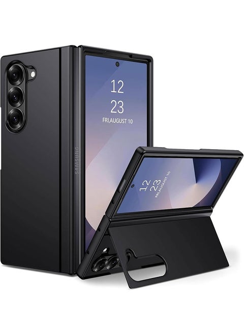 Samsung Galaxy Z Fold 6 Phone Case Liquid Silicone Grip, Cute Thin Slim Soft Rubber TPU Plain Smooth Gel Cover, Matte Solid Protective & Shockproof (Black)