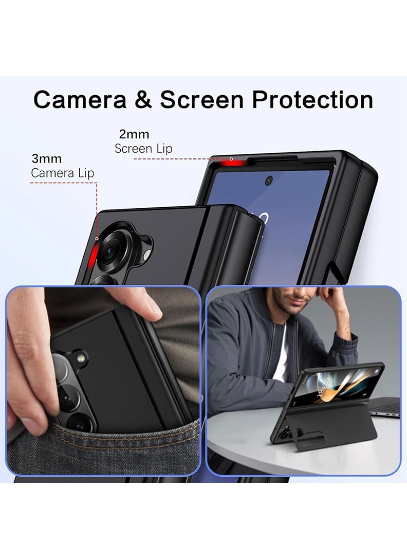 Theodor - Samsung Galaxy Z Fold 6 Phone Case Liquid Silicone Grip, Cute Thin Slim Soft Rubber TPU Plain Smooth Gel Cover, Matte Solid Protective & Shockproof (Black) - Image 1