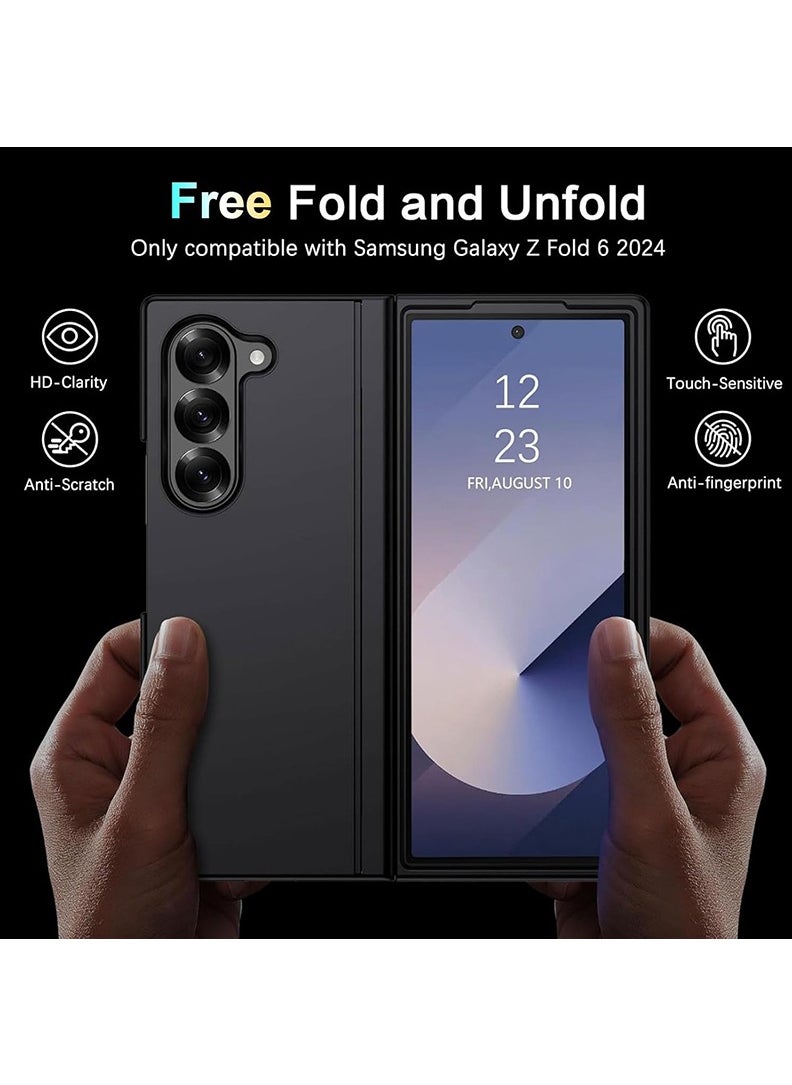 Theodor - Samsung Galaxy Z Fold 6 Phone Case Liquid Silicone Grip, Cute Thin Slim Soft Rubber TPU Plain Smooth Gel Cover, Matte Solid Protective & Shockproof (Black) - Image 1