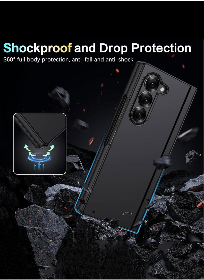 Theodor - Samsung Galaxy Z Fold 6 Phone Case Liquid Silicone Grip, Cute Thin Slim Soft Rubber TPU Plain Smooth Gel Cover, Matte Solid Protective & Shockproof (Black) - Image 1