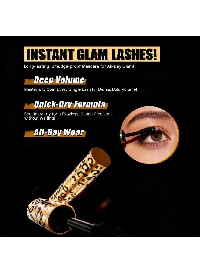 ZMDREAM Leopard Print Black Mascara, 24H Waterproof Smudge-Proof Volumizing Mascara, Curling & Lengthening, Clump-Free Long Lasting Eye Makeup - Image 4