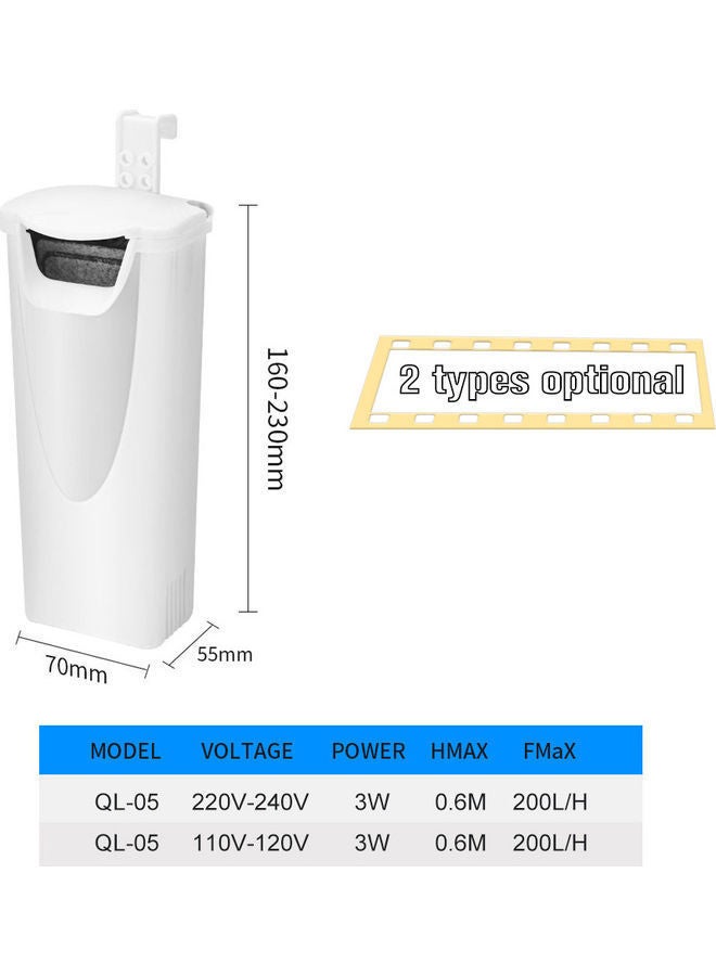 NIBEMINENT Aquarium Waterfall Turtle Internal Filter White 18.00x6.00x10.00cm - Image 2