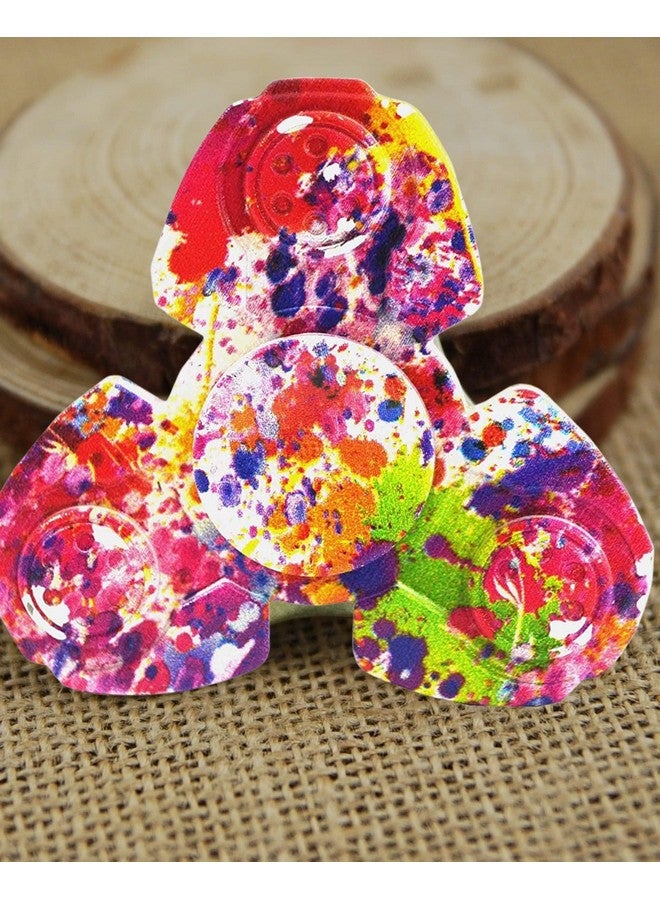 Premsons Premsons® Hand Spinner Desk Toy - High Speed Smooth Finger Spin Sensory Fidget Stress Relief Game Play for Kids & Adults - Birthday Party Gift - Combo - Rainbow Splash Triangular Head + Gold Dual - Image 5