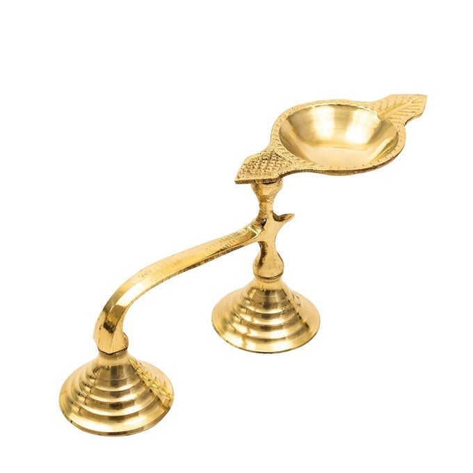 BRASS KARPOOR KAPOOR DIYA DEEPAM BURNER KARPURAM ARATI AARATHI STAND FOR DHOOP PUJA SINGLE FACE DIYA SET OF 1 PCS 7 INCH