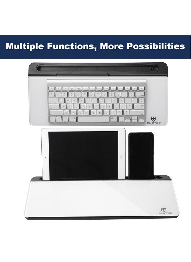 TSJ OFFICE TSJ OFFICE Small Glass Desktop Whiteboard Dry-Erase-Board - Computer Keyboard Stand White Board Surface Pad With Drawer, Desk Organizers With Accessories For Office, Home, School Supplies  - Image 5