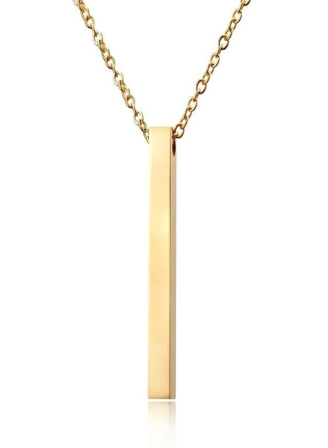 ASSU Minimalist Gold Plated Bar Pendant Necklace for Women & Girls | Vertical Bar Charm Chain Jewelry for Casual Wear, Gifting & Party Use (G-R-chain_20)