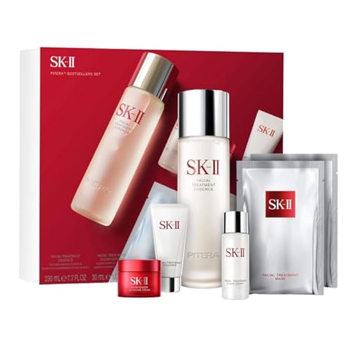 SK-II Best Sellers Skincare Gift Set - Anti Aging Skincare Set Includes Full Size Facial Essence, Travel Size Cleanser, Toner & Face Cream & 2 Sheet Masks (6 Count) - Image 1