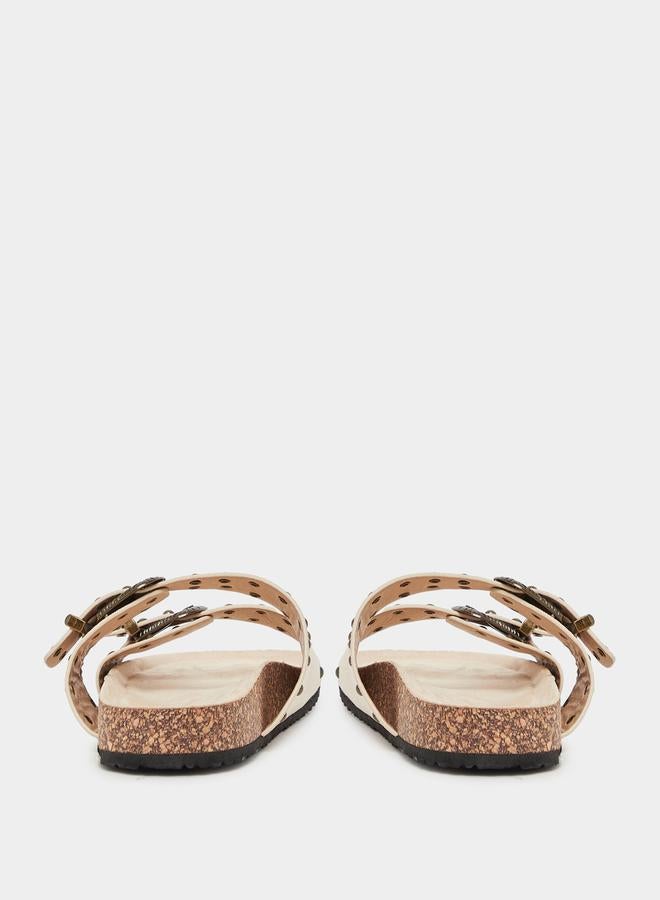 Styli Studded Buckle Accent Slip-On Sandals - Image 4