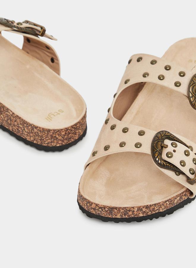 Styli Studded Buckle Accent Slip-On Sandals - Image 3