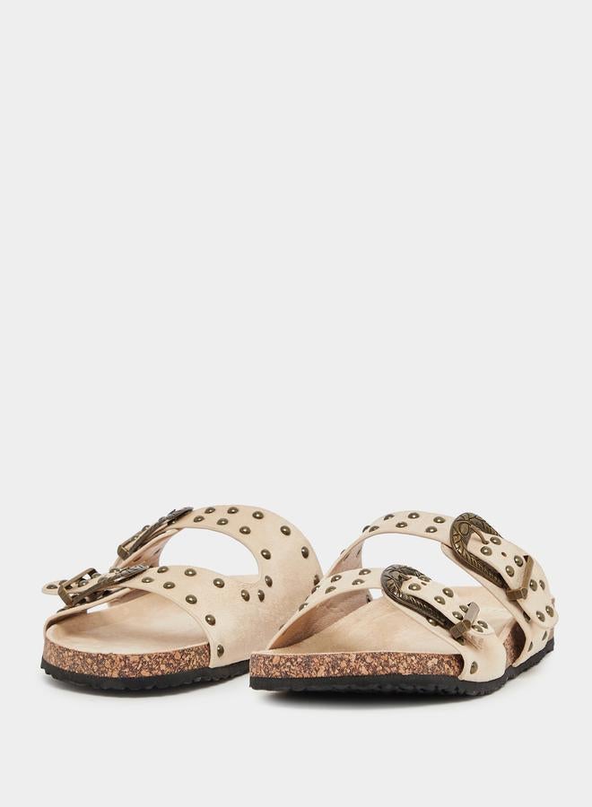 Styli Studded Buckle Accent Slip-On Sandals - Image 2