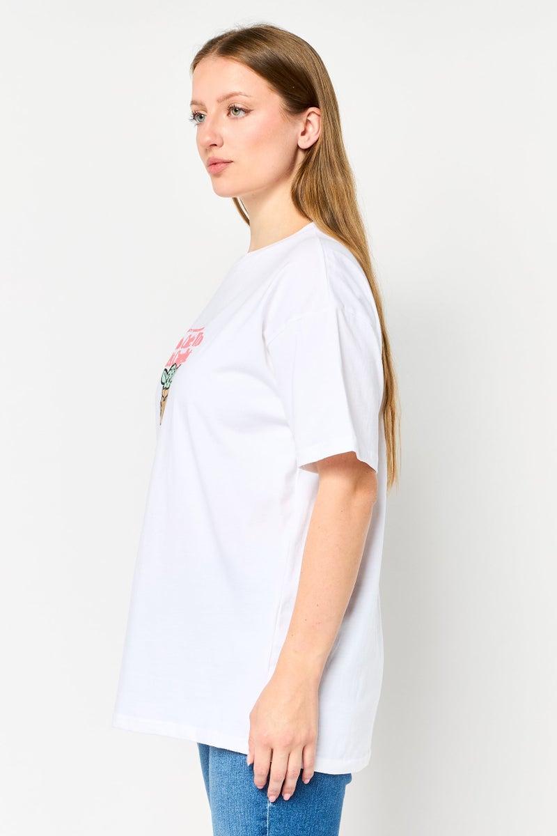 Disney Star Wars Women Crew Neck Short Sleeve Graphic Print T-Shirt, White - Image 3