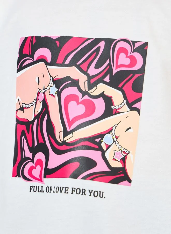 Styli Heart Print Sweatshirt & Leggings Set