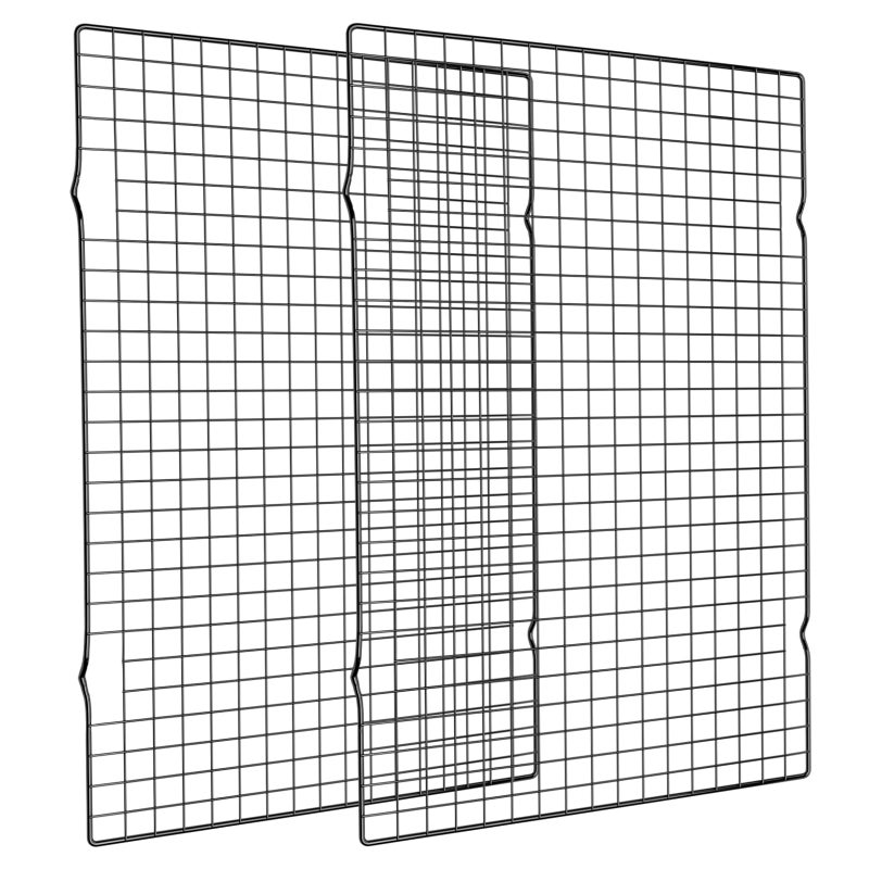 Briout Cooling Rack for Baking 2Pack 16x10 Inches Baking Rack Thick Wire Cookie Rack for Cooking Roasting Grilling Drying Oven Safe Fits Half Sheet Pan Black