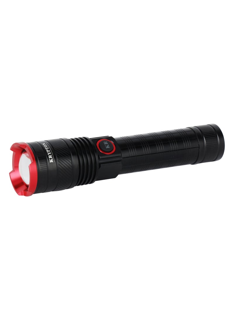 Krypton Zoomable LED Flashlight KNFL5442Z / 4000 mAh Battery, 1500 Lumen Brightness, Aircraft Aluminum Alloy /with Different Switch mode, Type-C Charging, SOS Modes/ Portable Design, Ideal for Camping, Travelling & More, 3Hrs Charging Time/Black Color - Image 2
