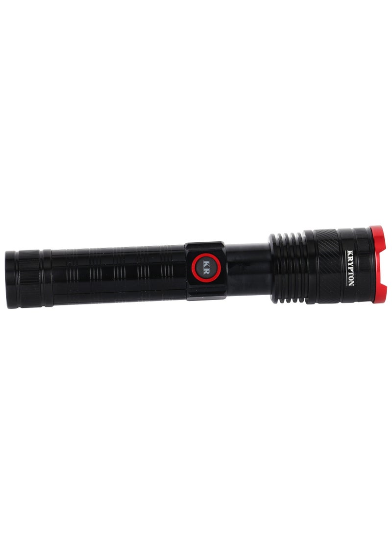 Krypton Zoomable LED Flashlight KNFL5442Z / 4000 mAh Battery, 1500 Lumen Brightness, Aircraft Aluminum Alloy /with Different Switch mode, Type-C Charging, SOS Modes/ Portable Design, Ideal for Camping, Travelling & More, 3Hrs Charging Time/Black Color - Image 3