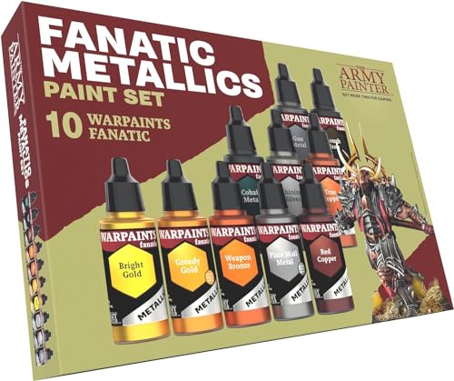 The Army Painter Warpaints Fanatic Metallics Paint Set 10 x 18 mL Acrylic Metallic Paints Incl Gold Copper Metal Bronze and Silver Miniature Paint Set for DD Warhammer Miniatures - Image 1