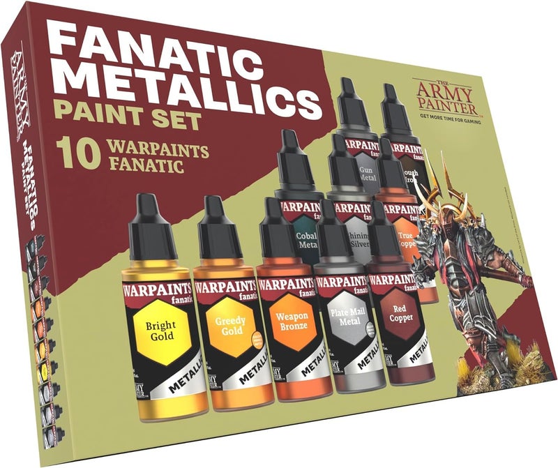 The Army Painter Warpaints Fanatic Metallics Paint Set 10 x 18 mL Acrylic Metallic Paints Incl Gold Copper Metal Bronze and Silver Miniature Paint Set for DD Warhammer Miniatures - Image 2