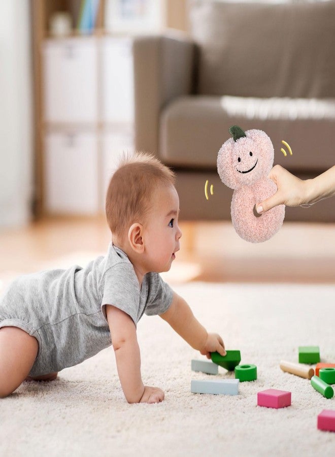 Doindute Baby Pumpkin Soft Rattle Toy, Plush Pumpkin Infant Shaker Rattle Easy-Grasp Stuffed Animal Toy, Gifts for Newborns Babies Toddlers Boys Girls, Pink, 6 Inches - Image 5