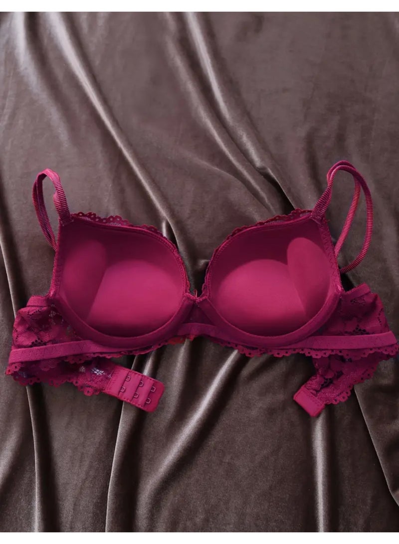 طقم حمالة صدر دانتيل للنساء مع سروال داخلي وحمالة صدر رافعة - Image 2