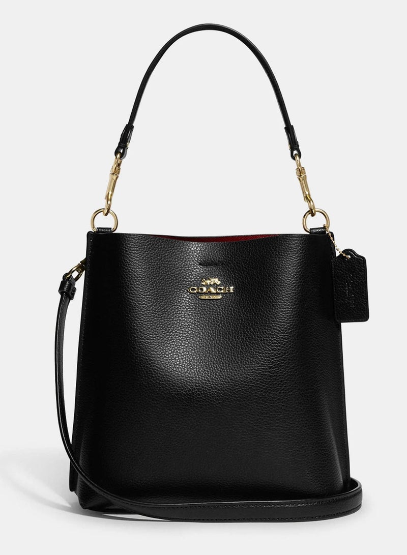 كوتش اوت ليت حقيبة كوتش مولي باكيت 22 بوصة من القماش المميز، حقيبة كتف نسائية، حقيبة كروس نسائية، حقيبة يد نسائية، حقيبة سفر نسائية، حقيبة تسوق نسائية، لون أسود - 22 سم - Image 1