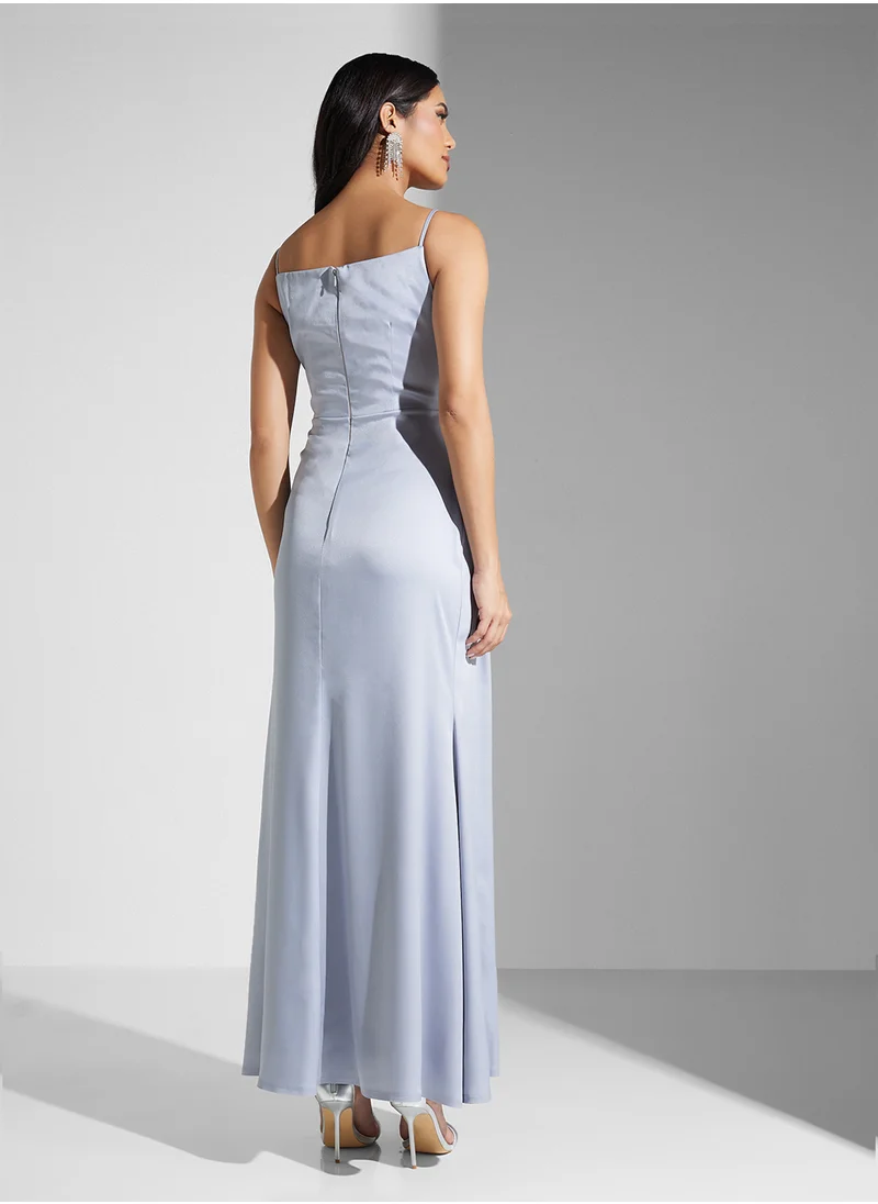 Namshi x Bandeau Smocking Detail A Line Dress With Slit