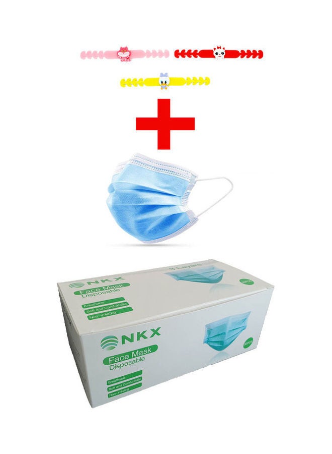 NIBEMINENT 50-Piece Disposable 3 Ply Kids Face Mask With Random Design Ear loops - Image 1