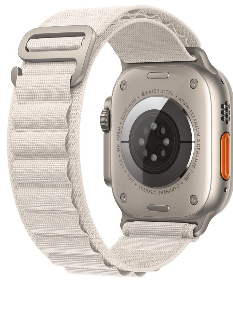 سوار ساعة ابل الجديد من النايلون القوي يدعم مقاس 42/44/45/49 لون  أبيض مطفي - Image 1