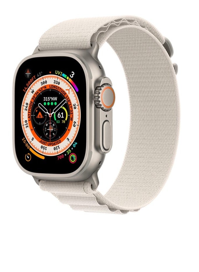 سوار ساعة ابل الجديد من النايلون القوي يدعم مقاس 42/44/45/49 لون  أبيض مطفي - Image 2