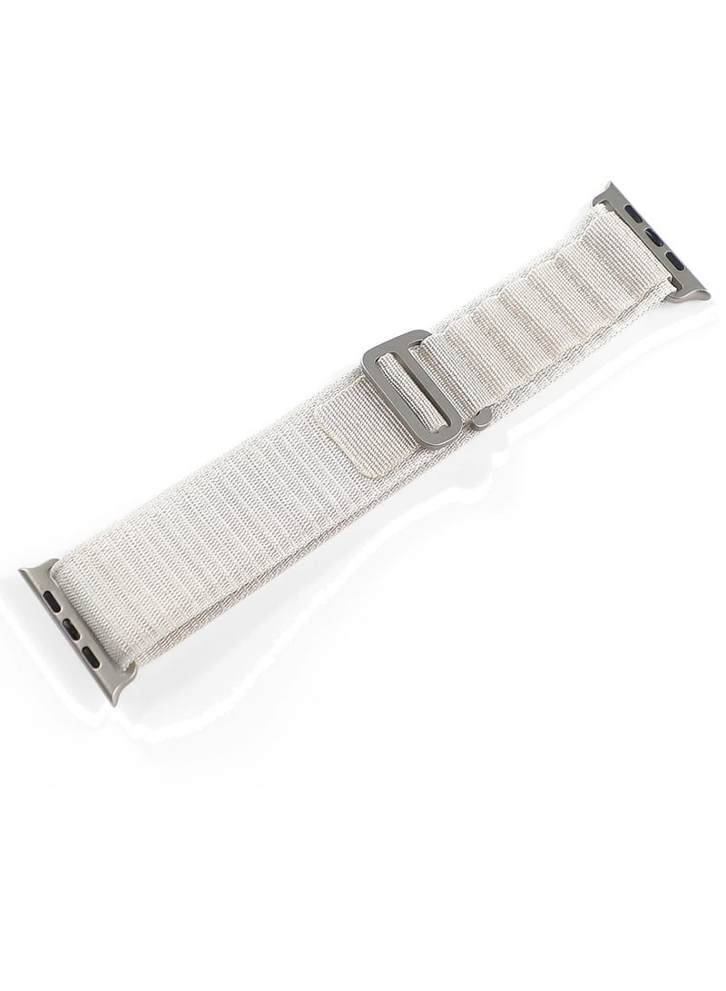 سوار ساعة ابل الجديد من النايلون القوي يدعم مقاس 42/44/45/49 لون  أبيض مطفي - Image 3