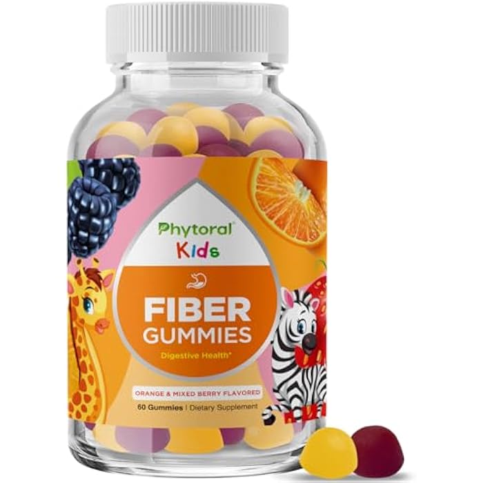 Phytoral High Prebiotic Fiber Gummies for Kids - Dietary Fiber Supplements for Digestion & Constipation - Chicory Root Kids Immune Gummies - Non-GMO & Vegan Digestive Nutritional Supplements - 60 Count - Image 1