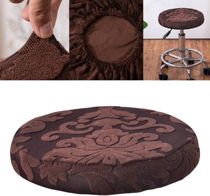 klarako Bar Stool Covers Elastic Bar Round Chair Covers Washable Stool Cushion Slipcover for Home Bar Hotel Use, 1114 Inch Dia Stool Brownness - Image 3