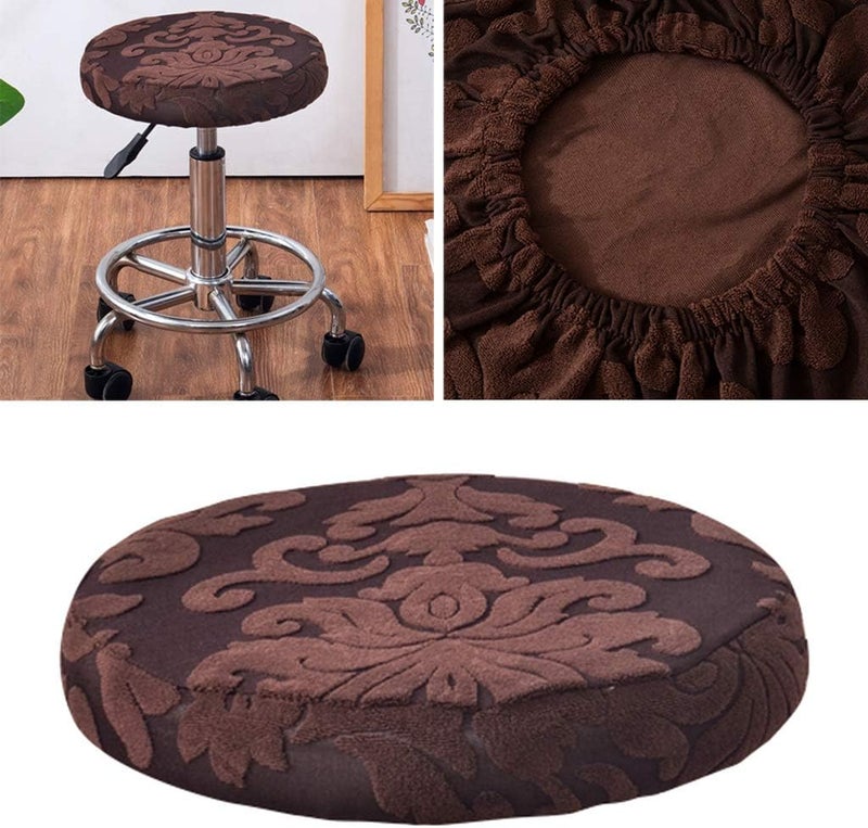 klarako Bar Stool Covers Elastic Bar Round Chair Covers Washable Stool Cushion Slipcover for Home Bar Hotel Use, 1114 Inch Dia Stool Brownness - Image 2