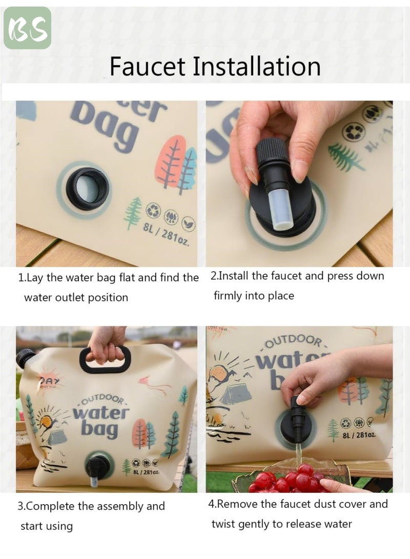 بي إس حقيبة تخزين مياه قابلة للطي للتخييم (8 لتر) | مع صنبور قابل للتعديل | مواد آمنة على الطعام، خالية من مادة BPA | قابلة لإعادة الاستخدام | تصميم قابل للطي والحمل يوفر مساحة التخزين | مصممة للمغامرات الخارجية والاستخدام العائلي، سهلة التعامل مع السفر والمشي لمسافات طويلة. - Image 5