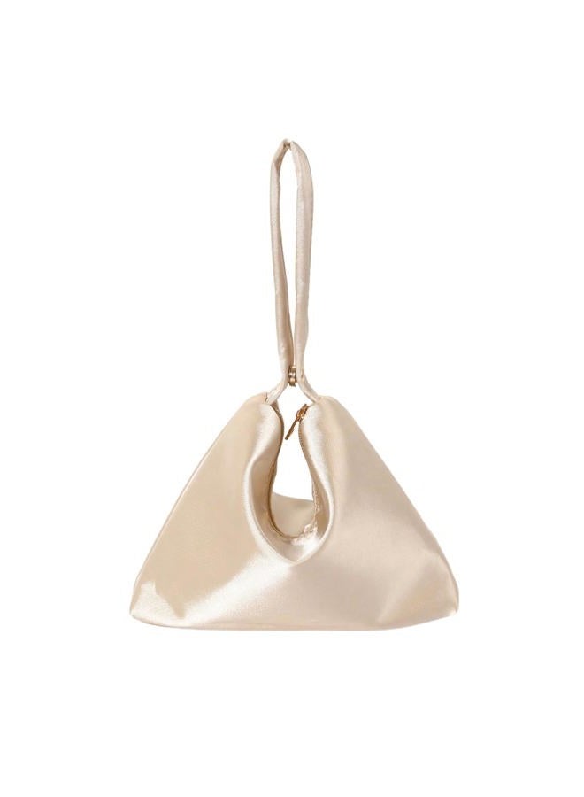 MakeMeChic Women's Satin Evening Bags Clutch Purse Wedding Dumpling Handbag, Champagne, One size - Image 1