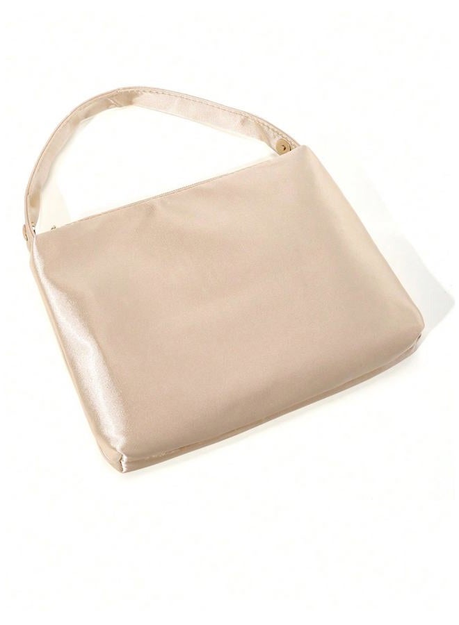 MakeMeChic Women's Satin Evening Bags Clutch Purse Wedding Dumpling Handbag, Champagne, One size - Image 3