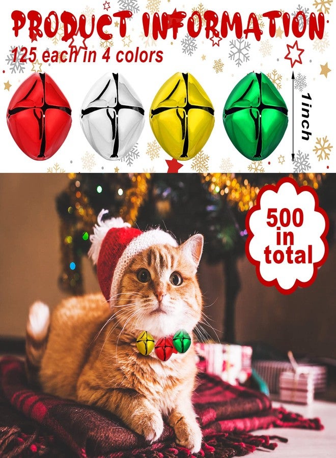 Jinei 500 Pcs 1 Inch Christmas Jingle Bells for Craft Multicolor Christmas Bells Bulk DIY Hanging Vintage Bells Charms for Xmas Wreath Decor Holiday Festival Home Decoration (Multicolored) - Image 2