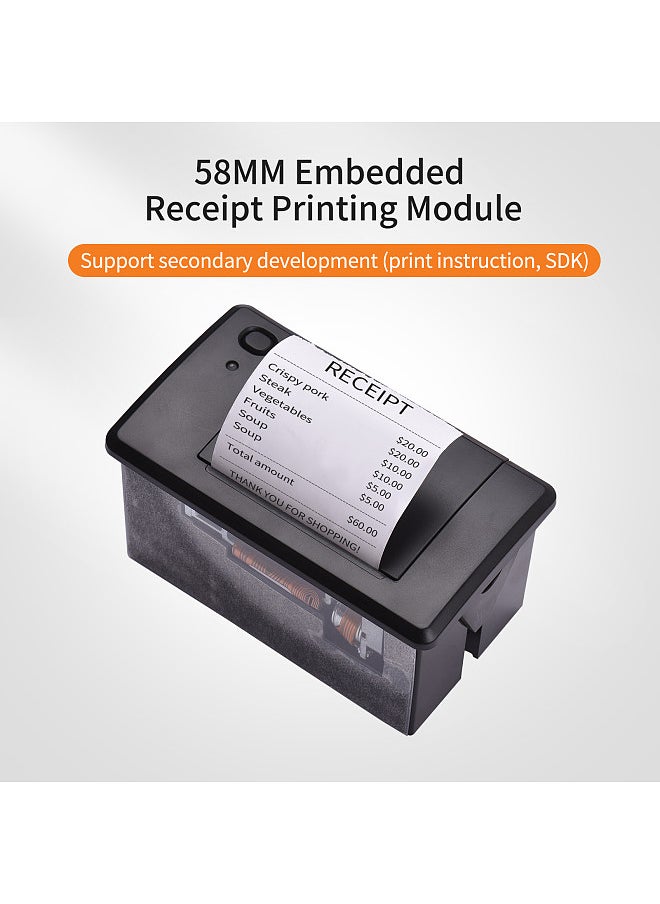 Generic - Embedded Thermal Receipt Printer 58MM Mini Printing Module Low Noise with USB/RS232/TTL Serial Port Support ESC/POS Commands for Weighing Apparatus Cash Register Self-Service Terminal - Image 1