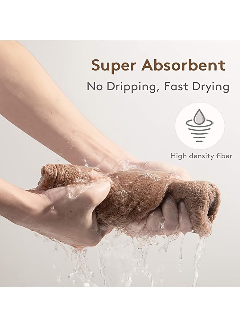 سوكاني ٣ قطع منشفة شعر ميكروفايبر، منشفة شعر ماصة للغاية وسريعة التجفيف للنساء والشعر المجعد، عمامة شعر ناعمة للشعر المبلول، مضادة للتقصف، بألوان رمادي وكاميل غامق وكاميل فاتح - Image 5