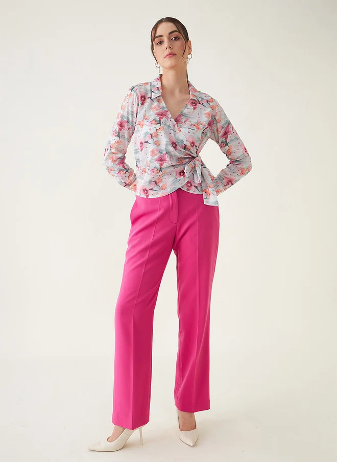 Salt Attire SALT ATTIRE Floral Printed Wrap Top